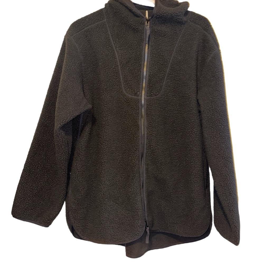 Everlane The Renew Fleece black hooded Women's Jacket zip large NWT - Picture 2 of 6